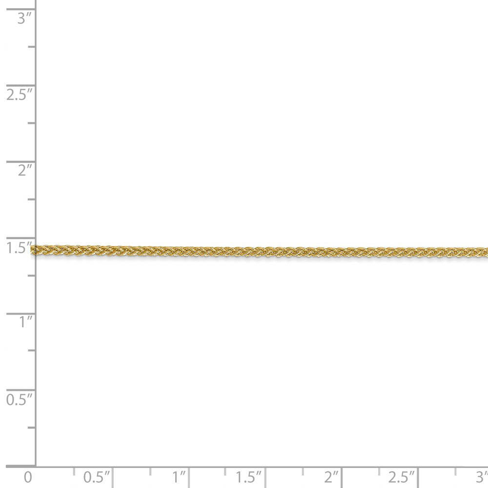 Alternate view of the 1.5mm 14k Yellow Gold Hollow Wheat Chain Necklace by The Black Bow Jewelry Co.