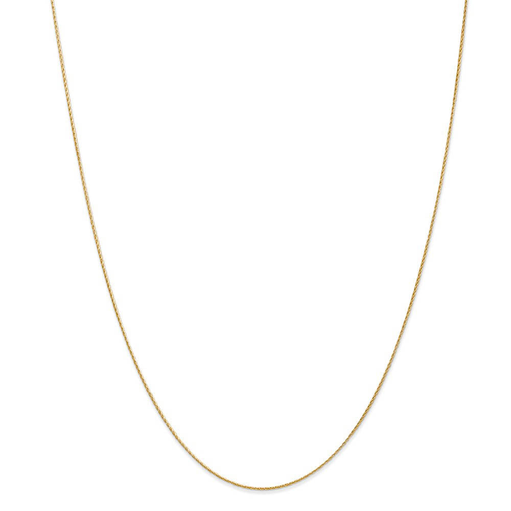 Alternate view of the 0.7mm 14k Yellow Gold Solid Round Parisian Wheat Chain Necklace by The Black Bow Jewelry Co.