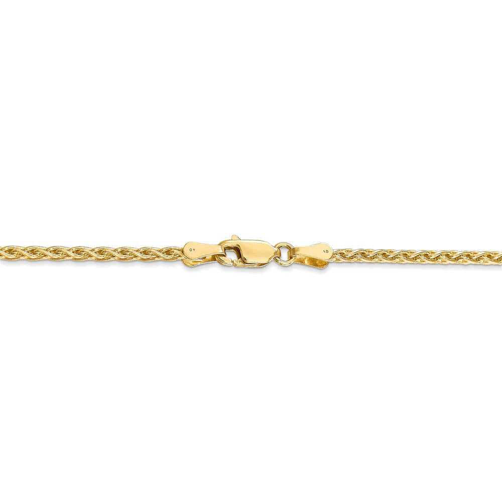 Alternate view of the 2.2mm 14k Yellow Gold Parisian Wheat Chain Necklace by The Black Bow Jewelry Co.