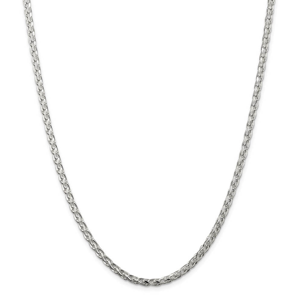 Alternate view of the 3.5mm Sterling Silver Diamond Cut Solid Round Spiga Chain Necklace by The Black Bow Jewelry Co.