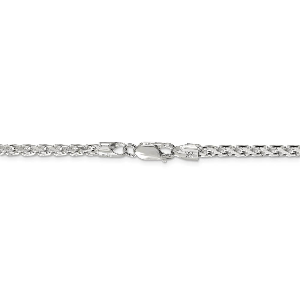 Alternate view of the 3.5mm Sterling Silver Diamond Cut Solid Round Spiga Chain Necklace by The Black Bow Jewelry Co.