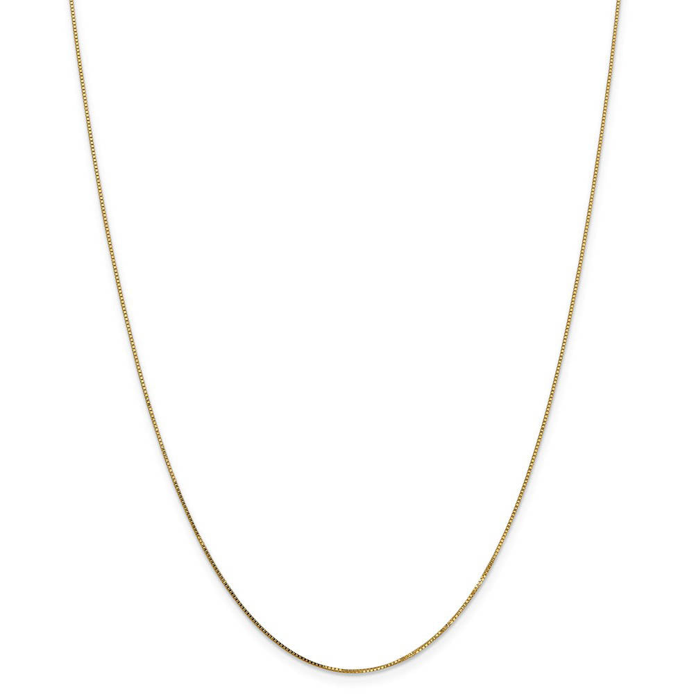 Alternate view of the 0.7mm 14k Yellow Gold Box Chain w/Spring Ring Necklace by The Black Bow Jewelry Co.