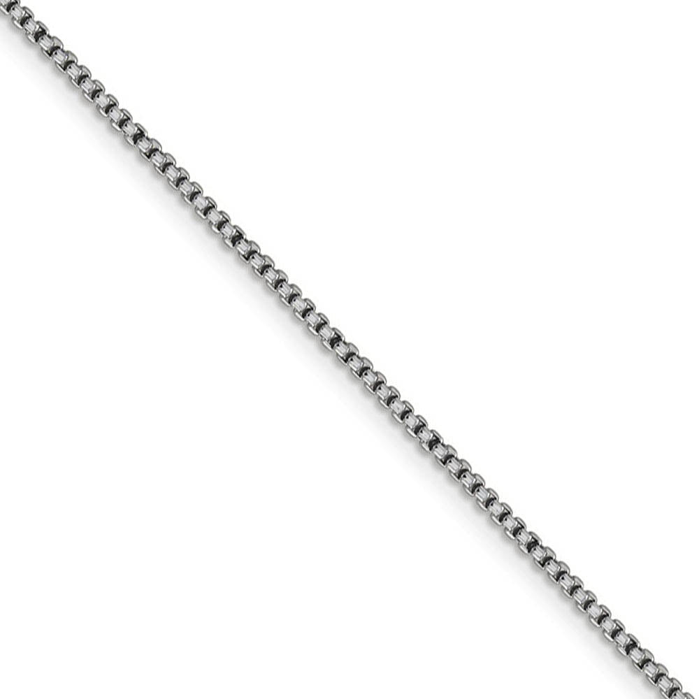 1.5mm 14k White Gold Hollow Round Box Chain Necklace, Item C9550 by The Black Bow Jewelry Co.