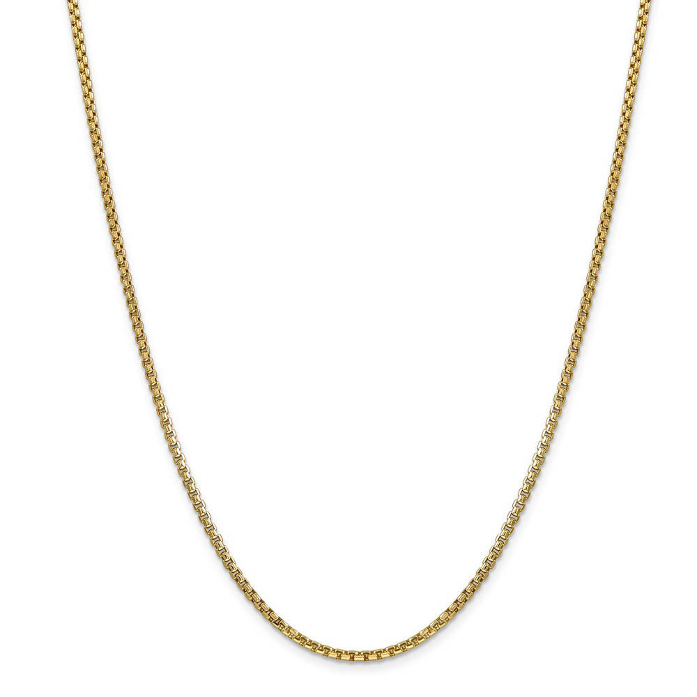 Alternate view of the 2.45mm 14k Yellow Gold Hollow Round Box Chain Necklace by The Black Bow Jewelry Co.
