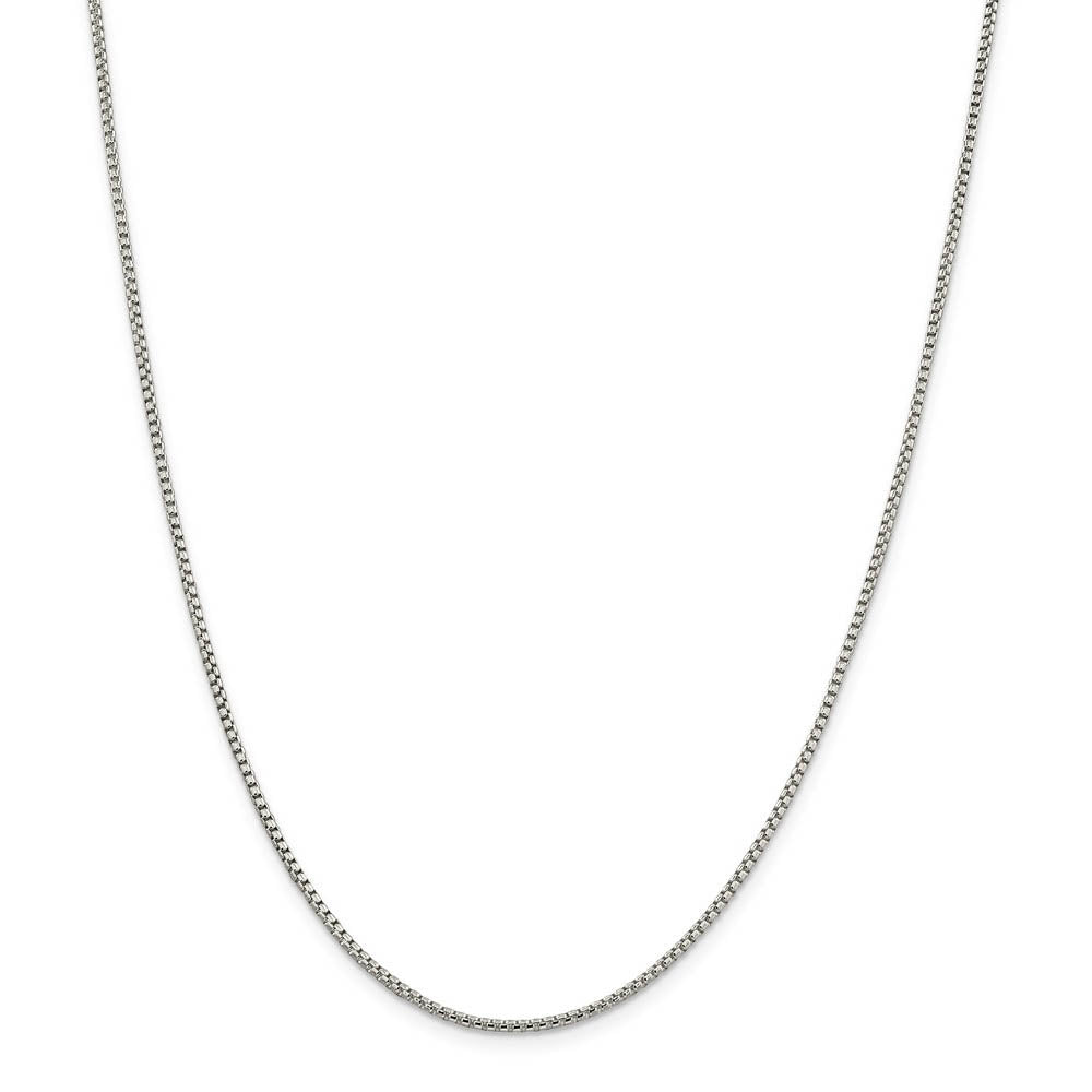 Alternate view of the 1.75mm Sterling Silver Solid Round Box Chain Necklace by The Black Bow Jewelry Co.