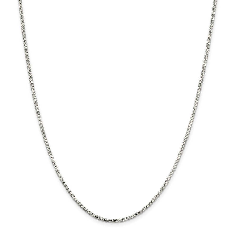 Alternate view of the 2mm Sterling Silver Solid Round Box Chain Necklace by The Black Bow Jewelry Co.