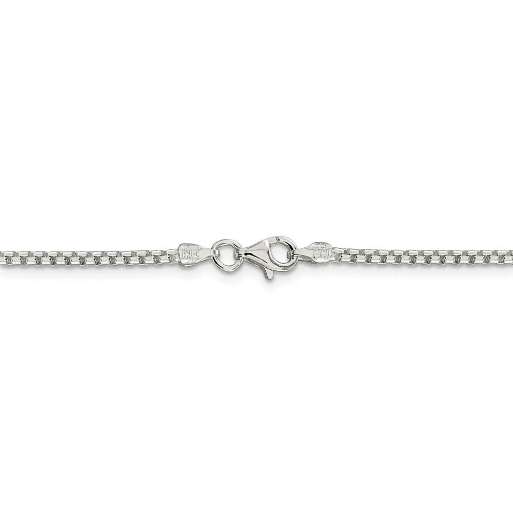 Alternate view of the 2mm Sterling Silver Solid Round Box Chain Necklace by The Black Bow Jewelry Co.