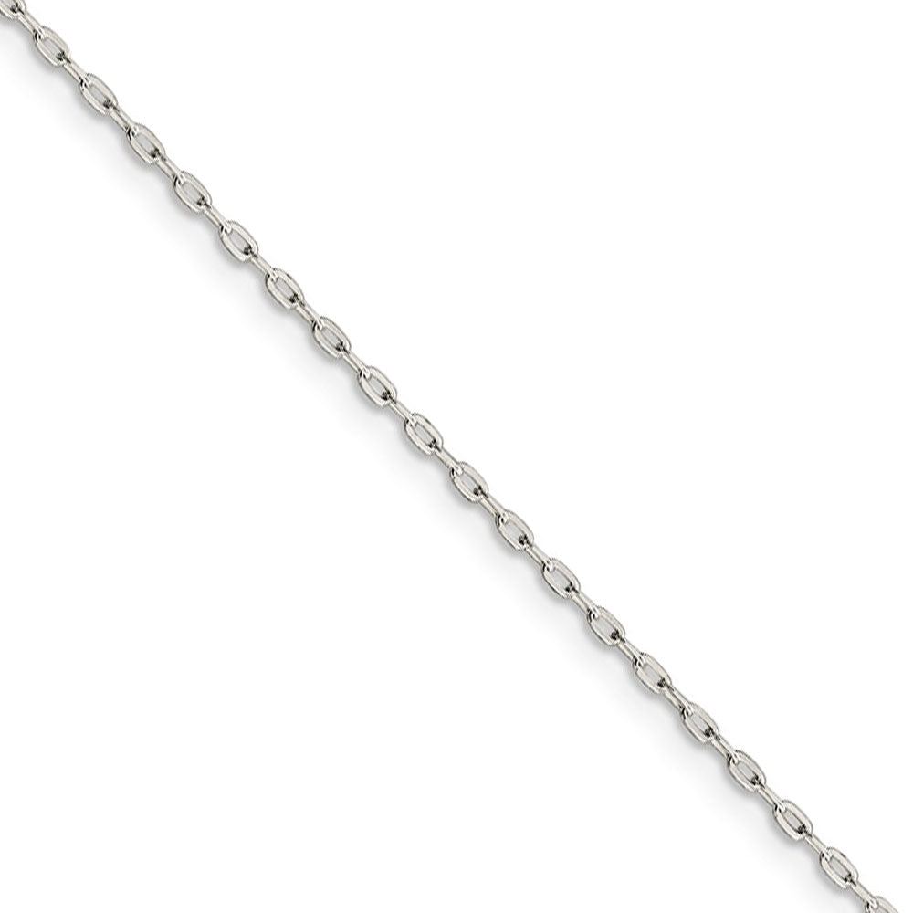 1.4mm Sterling Silver Solid Beveled Oval Cable Chain Necklace, Item C9575 by The Black Bow Jewelry Co.