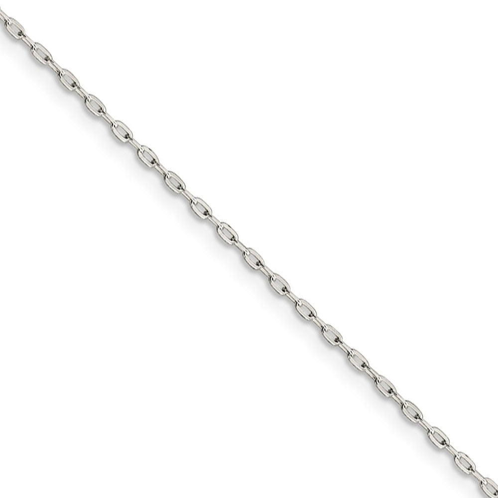 1.4mm Sterling Silver Solid Beveled Oval Cable Chain Necklace