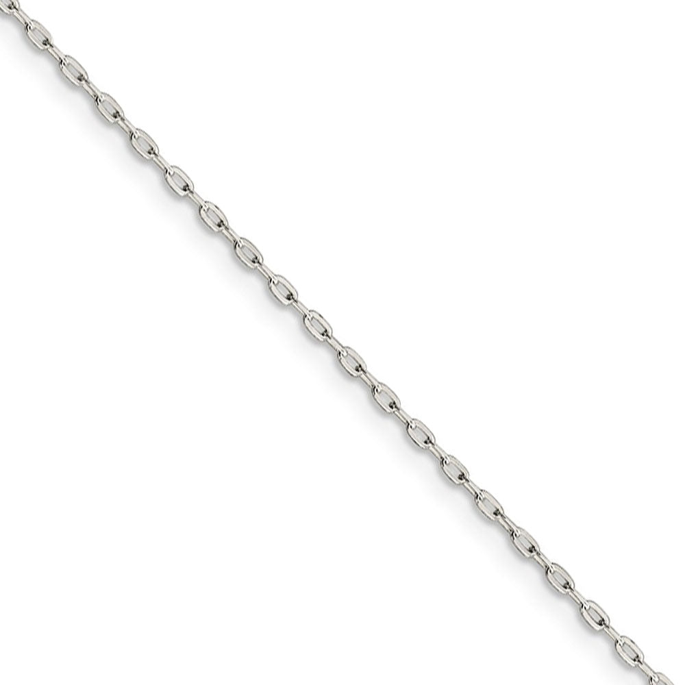 1.4mm Sterling Silver Solid Beveled Oval Cable Chain Necklace