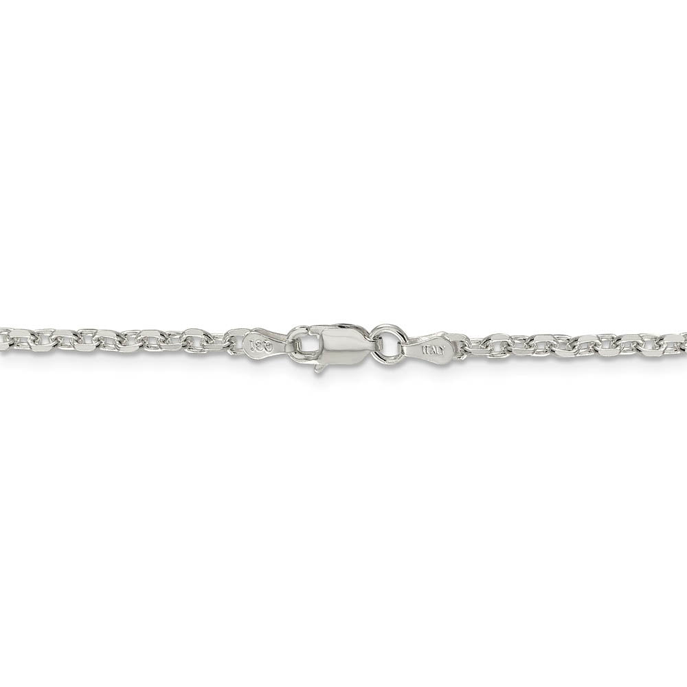 Alternate view of the 2.75mm Sterling Silver Solid Diamond Cut Cable Chain Necklace by The Black Bow Jewelry Co.