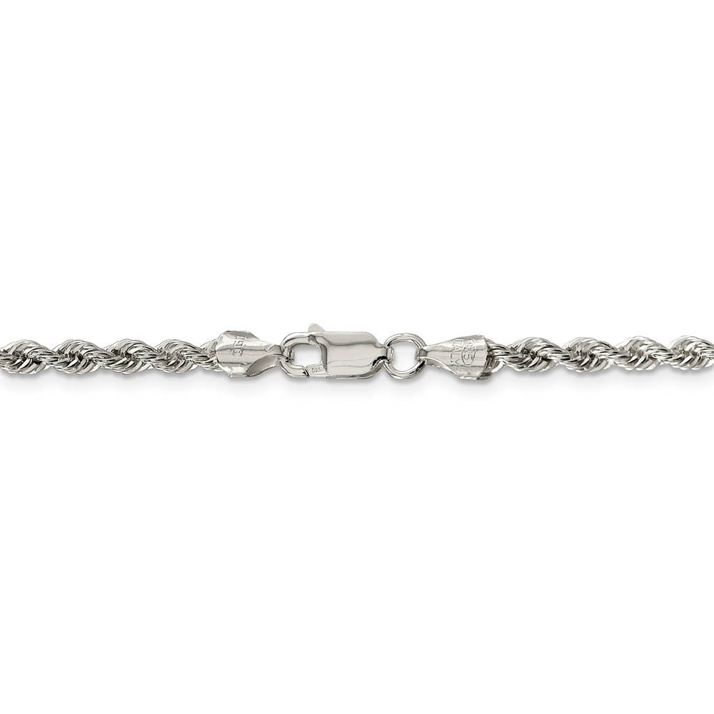 Alternate view of the 3mm Sterling Silver Solid Rope Chain Necklace by The Black Bow Jewelry Co.