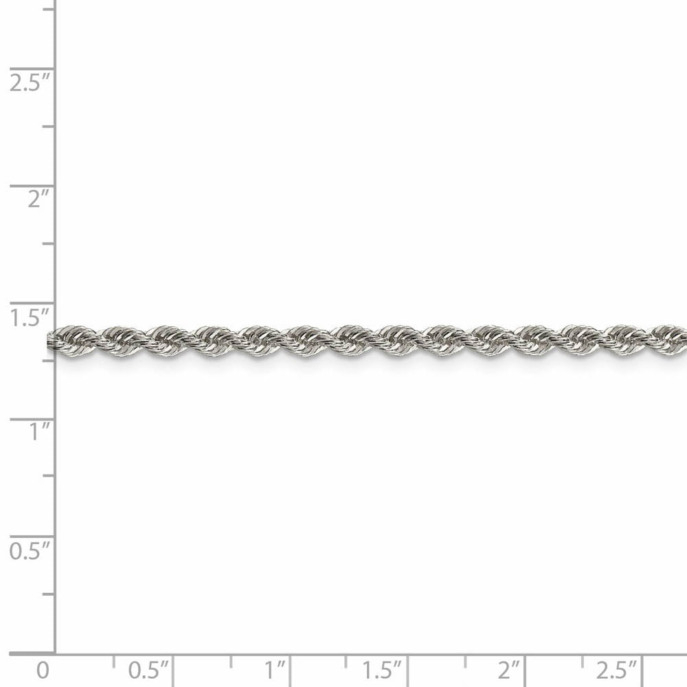 Alternate view of the 3mm Sterling Silver Solid Rope Chain Necklace by The Black Bow Jewelry Co.