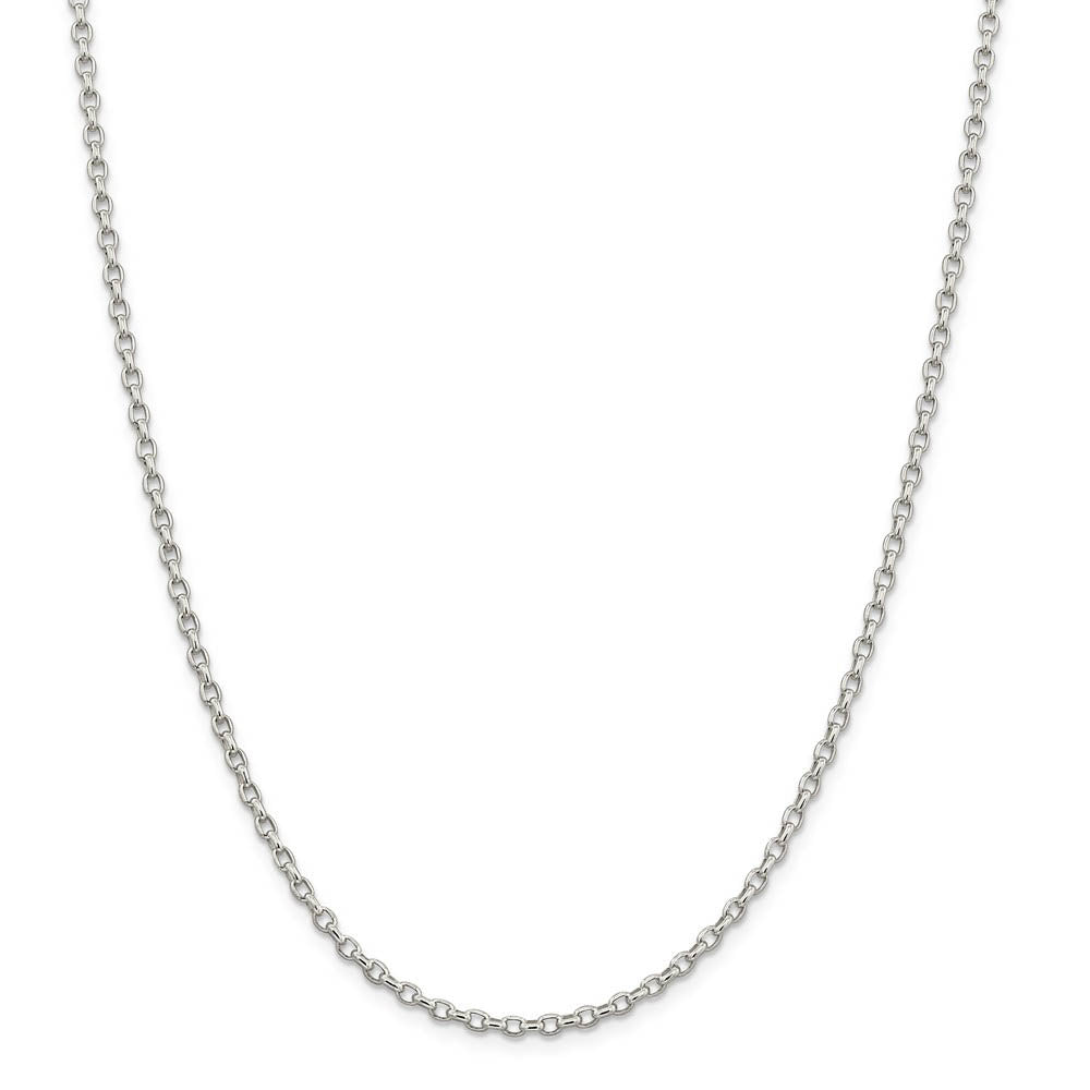 Alternate view of the 2.75mm Sterling Silver Solid Oval Rolo Chain Necklace by The Black Bow Jewelry Co.