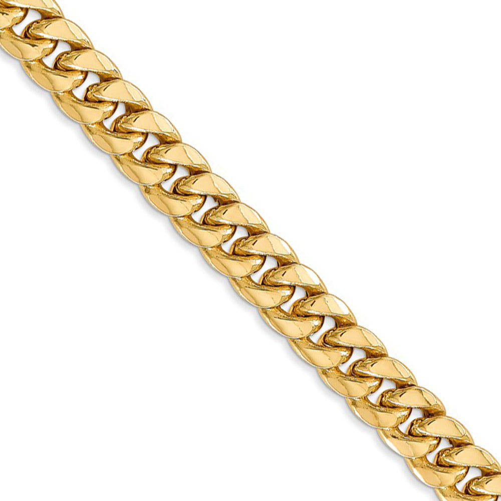Men's 6.75mm 14K Yellow Gold Hollow Cuban Curb Chain Necklace