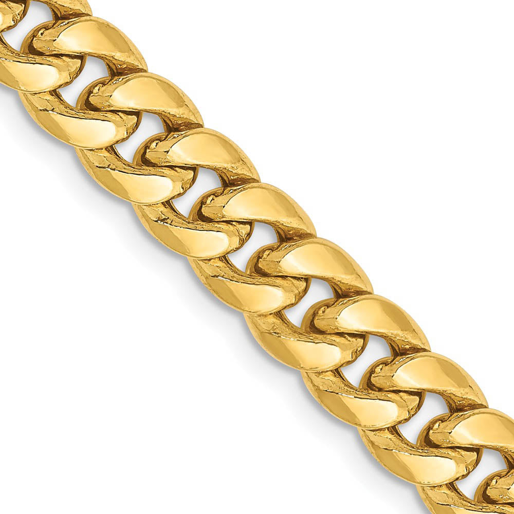 Men's 6.75mm 14K Yellow Gold Hollow Cuban Curb Chain Necklace, Item C9601 by The Black Bow Jewelry Co.