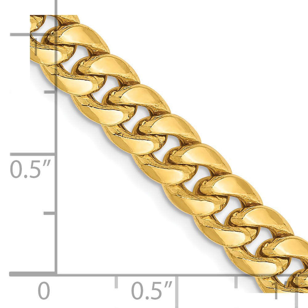 Alternate view of the Men's 6.75mm 14K Yellow Gold Hollow Cuban Curb Chain Necklace by The Black Bow Jewelry Co.