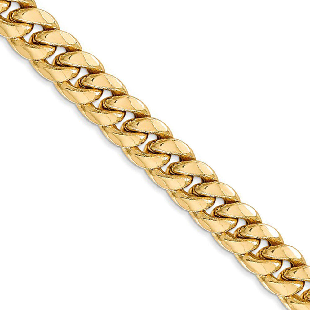 Men's 7.3mm 14k Yellow Gold Hollow Cuban Curb Chain Necklace
