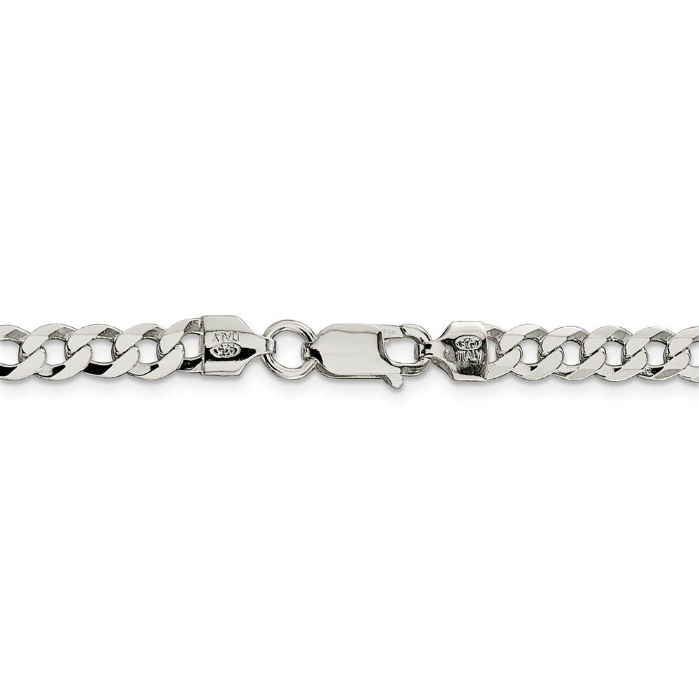 Alternate view of the Men's 5.75mm Sterling Silver Solid Flat Curb Chain Necklace by The Black Bow Jewelry Co.