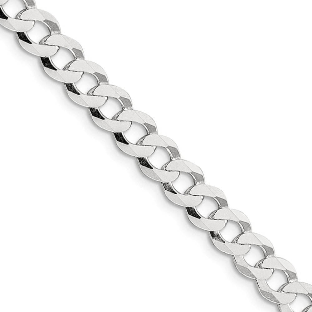 Men's 6.8mm Sterling Silver Solid Flat Curb Chain Necklace, Item C9611 by The Black Bow Jewelry Co.