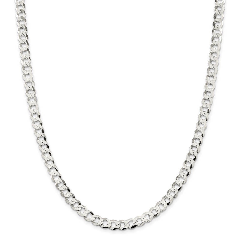 Alternate view of the Men's 6.8mm Sterling Silver Solid Flat Curb Chain Necklace by The Black Bow Jewelry Co.