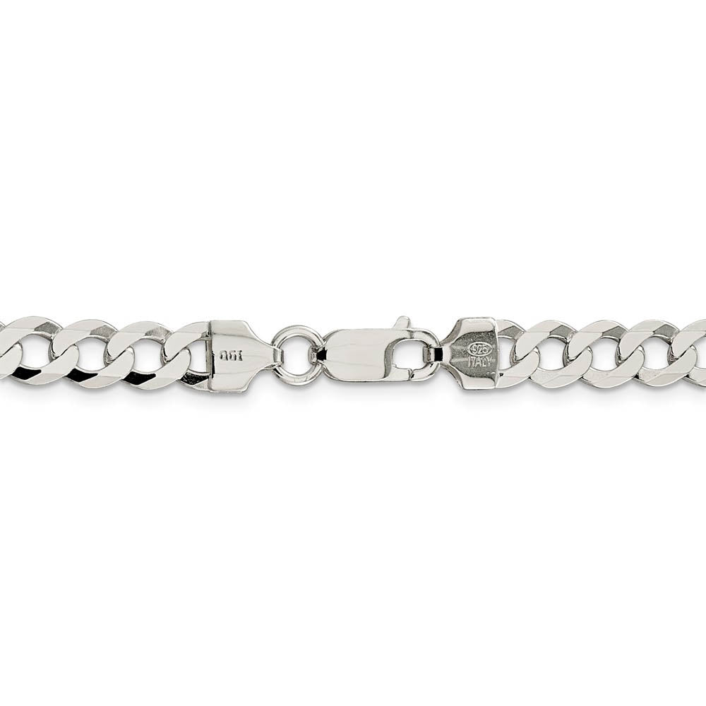 Alternate view of the Men's 6.8mm Sterling Silver Solid Flat Curb Chain Necklace by The Black Bow Jewelry Co.