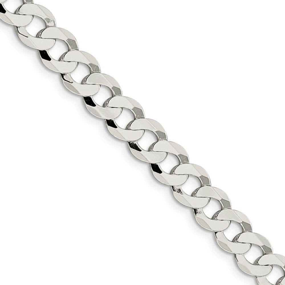 Men's 7.5mm Sterling Silver Solid Flat Curb Chain Necklace, Item C9612 by The Black Bow Jewelry Co.