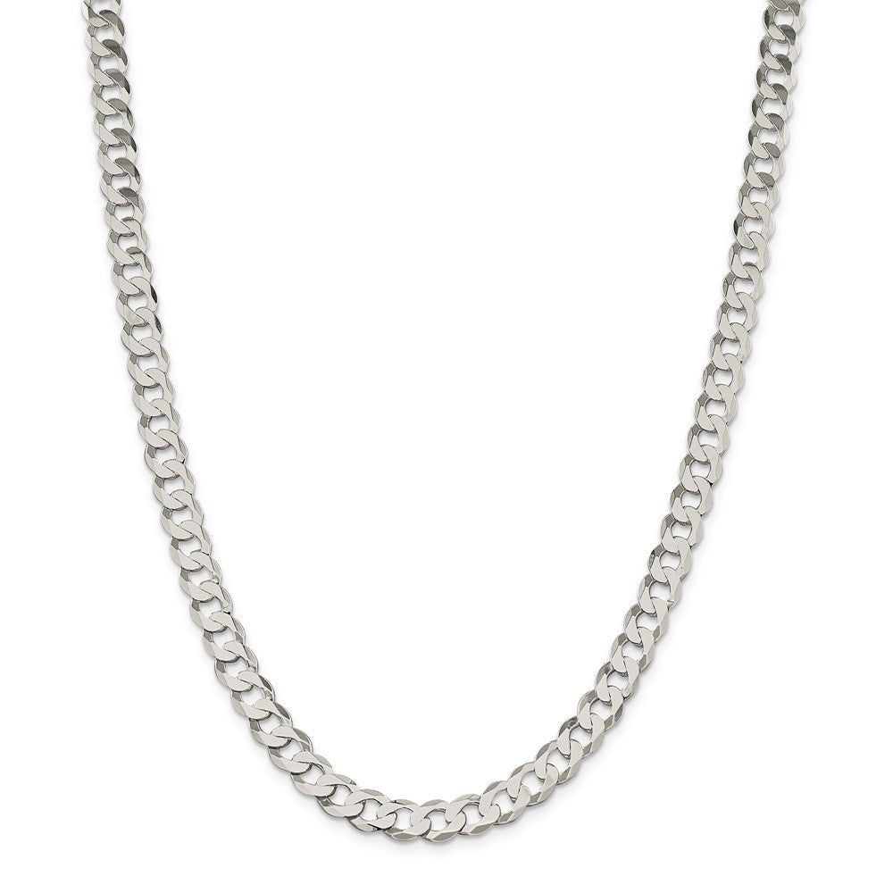 Alternate view of the Men&#39;s 7.5mm Sterling Silver Solid Flat Curb Chain Necklace by The Black Bow Jewelry Co.