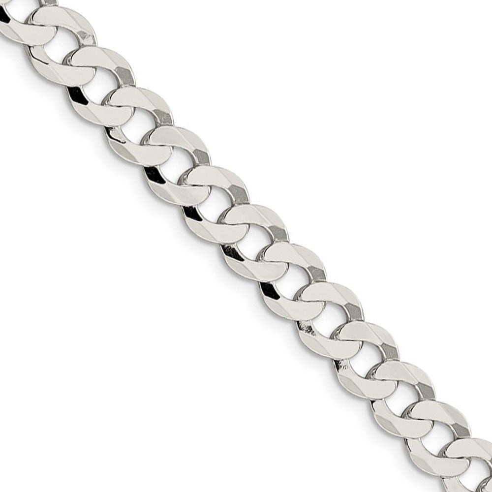 Men&#39;s 7.5mm Sterling Silver Solid Flat Curb Chain Necklace