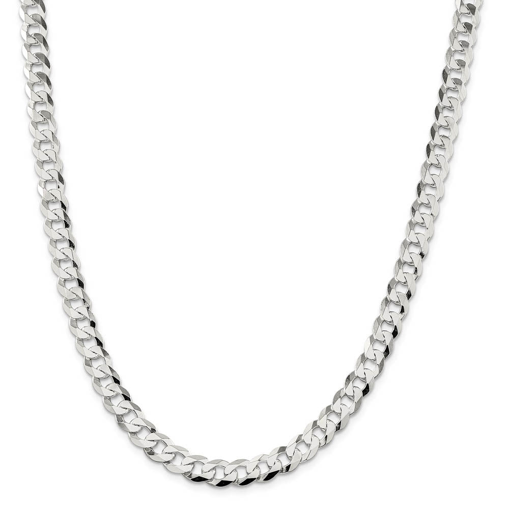 Alternate view of the Men's 8.5mm Sterling Silver Solid Flat Curb Chain Necklace by The Black Bow Jewelry Co.