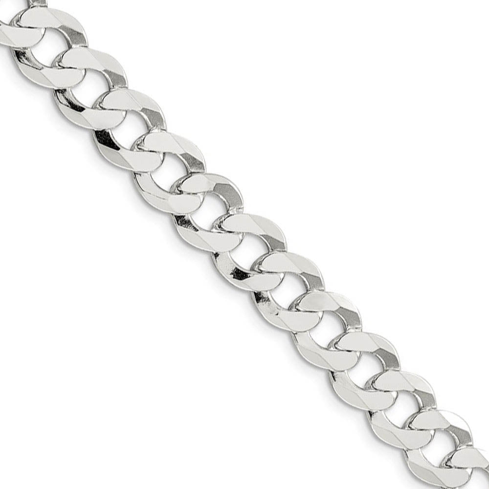 Men's 9.75mm Sterling Silver Solid Flat Curb Chain Necklace, Item C9614 by The Black Bow Jewelry Co.