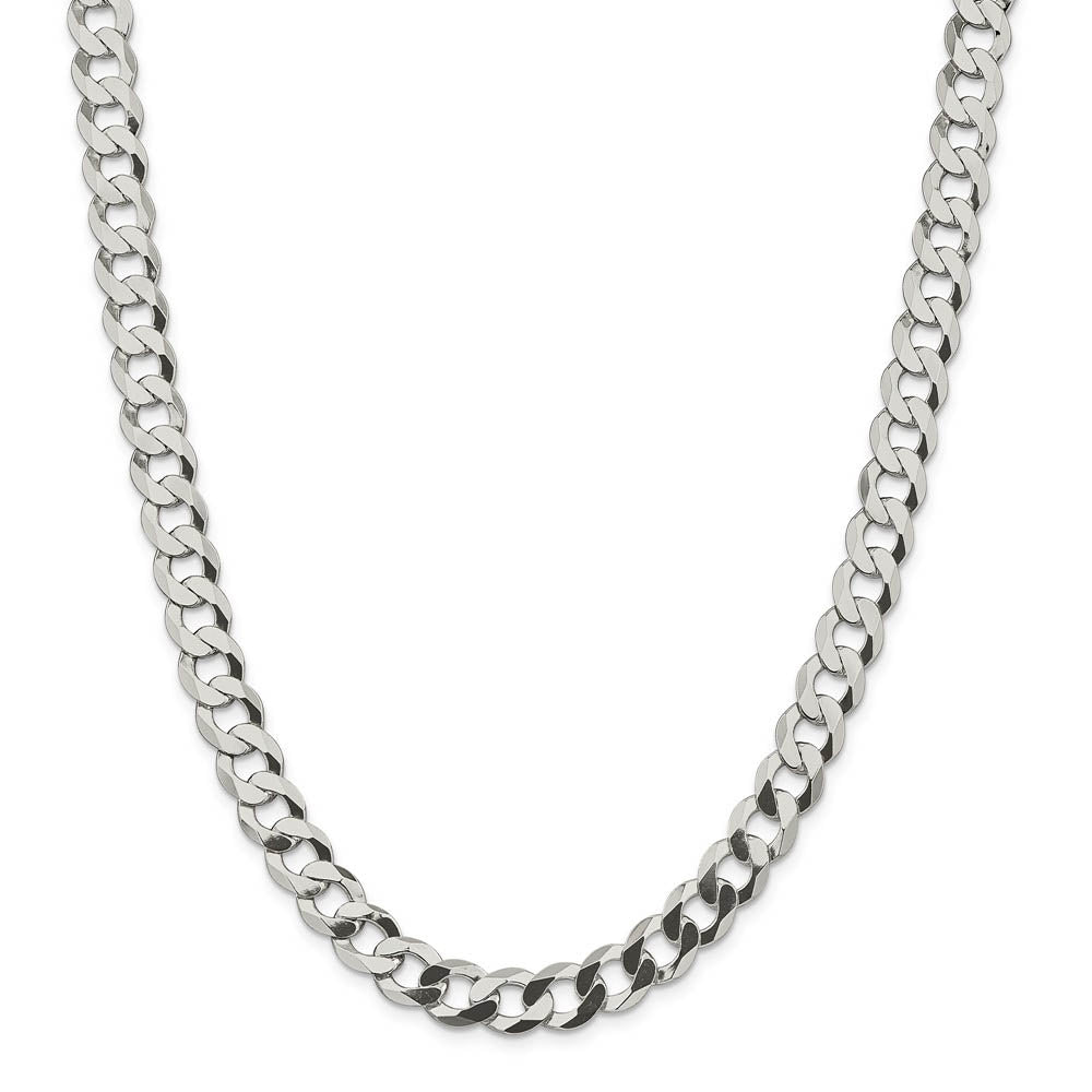 Alternate view of the Men's 9.75mm Sterling Silver Solid Flat Curb Chain Necklace by The Black Bow Jewelry Co.