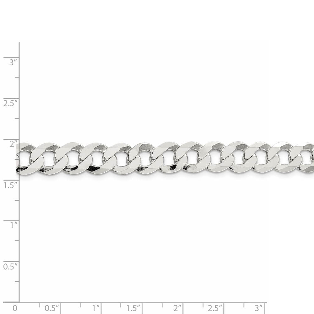 Alternate view of the Men's 9.75mm Sterling Silver Solid Flat Curb Chain Necklace by The Black Bow Jewelry Co.