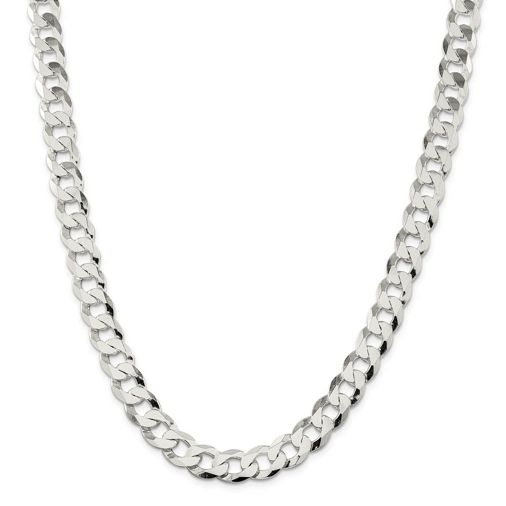 Alternate view of the Men's 11.75mm Sterling Silver Solid Flat Curb Chain Necklace by The Black Bow Jewelry Co.