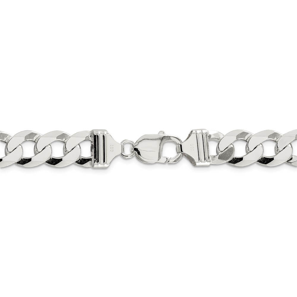 Alternate view of the Men's 11.75mm Sterling Silver Solid Flat Curb Chain Necklace by The Black Bow Jewelry Co.