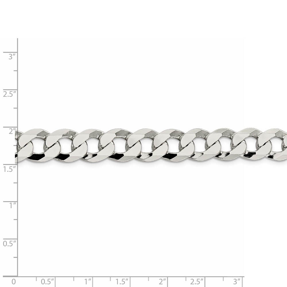Alternate view of the Men's 11.75mm Sterling Silver Solid Flat Curb Chain Necklace by The Black Bow Jewelry Co.