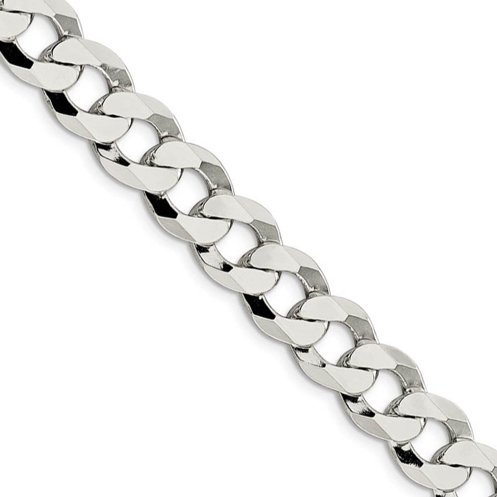 Men's 11.75mm Sterling Silver Solid Flat Curb Chain Necklace