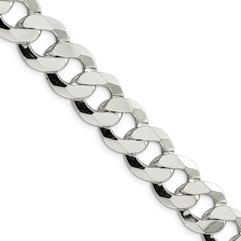 Men's 13.5mm Sterling Silver Solid Flat Curb Chain Necklace, Item C9616 by The Black Bow Jewelry Co.