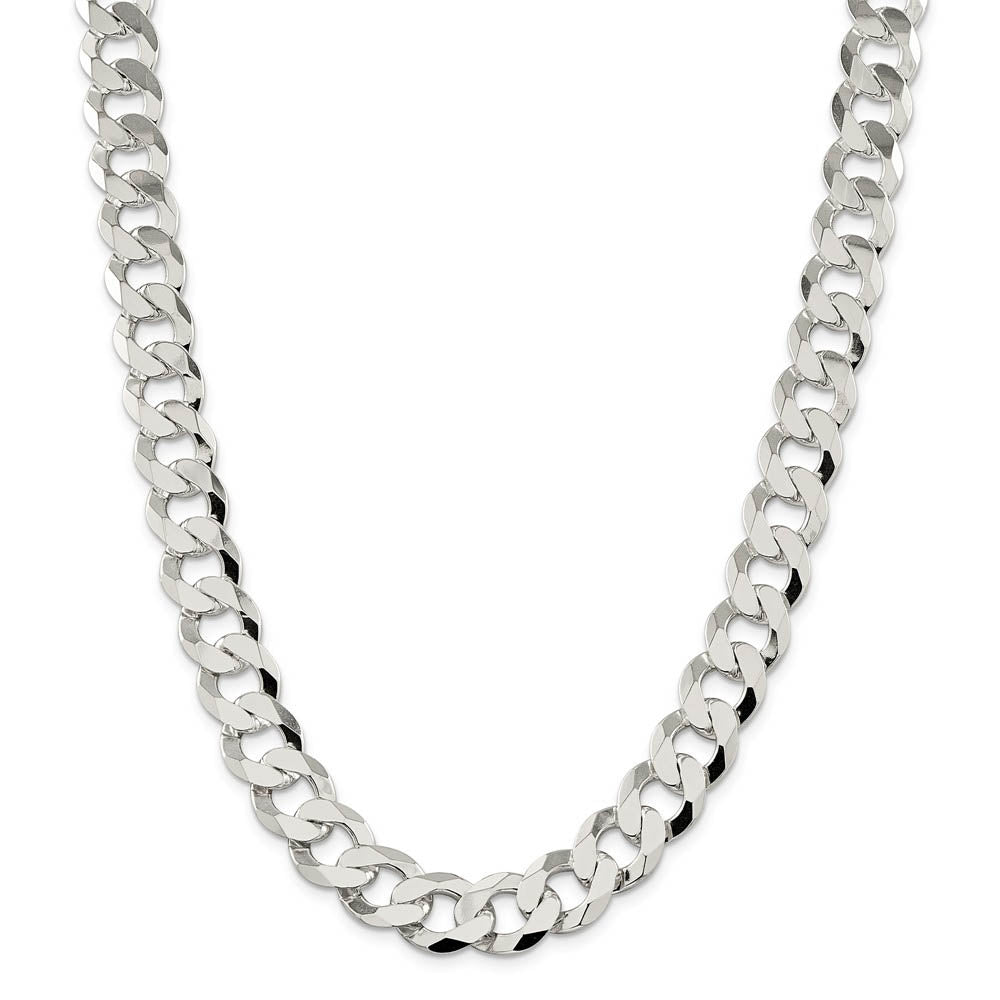 Alternate view of the Men's 13.5mm Sterling Silver Solid Flat Curb Chain Necklace by The Black Bow Jewelry Co.