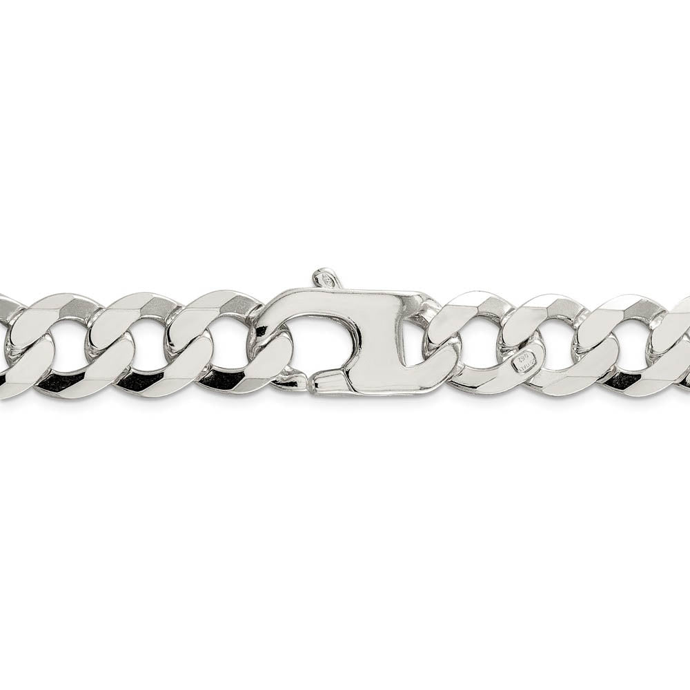 Alternate view of the Men's 13.5mm Sterling Silver Solid Flat Curb Chain Necklace by The Black Bow Jewelry Co.