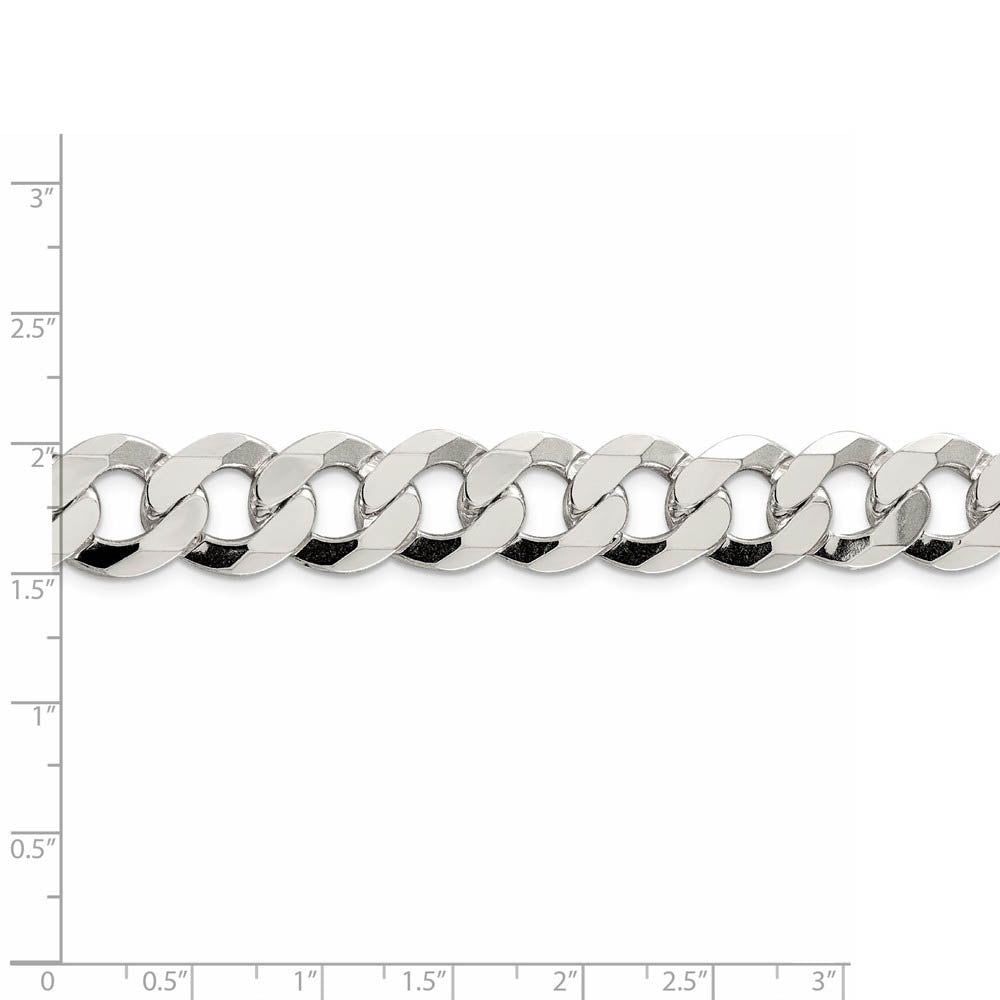 Alternate view of the Men's 13.5mm Sterling Silver Solid Flat Curb Chain Necklace by The Black Bow Jewelry Co.