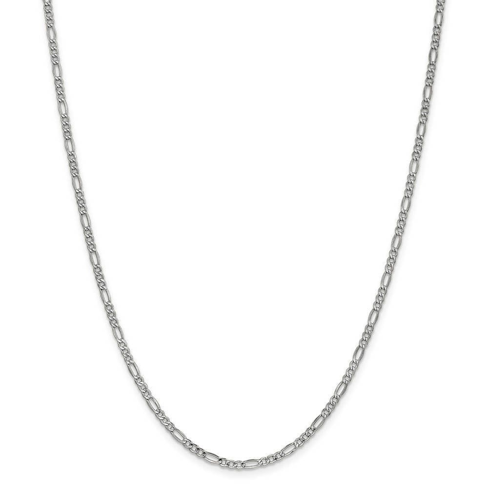 Alternate view of the 2.5mm 14k White Gold Hollow Figaro Chain Necklace by The Black Bow Jewelry Co.