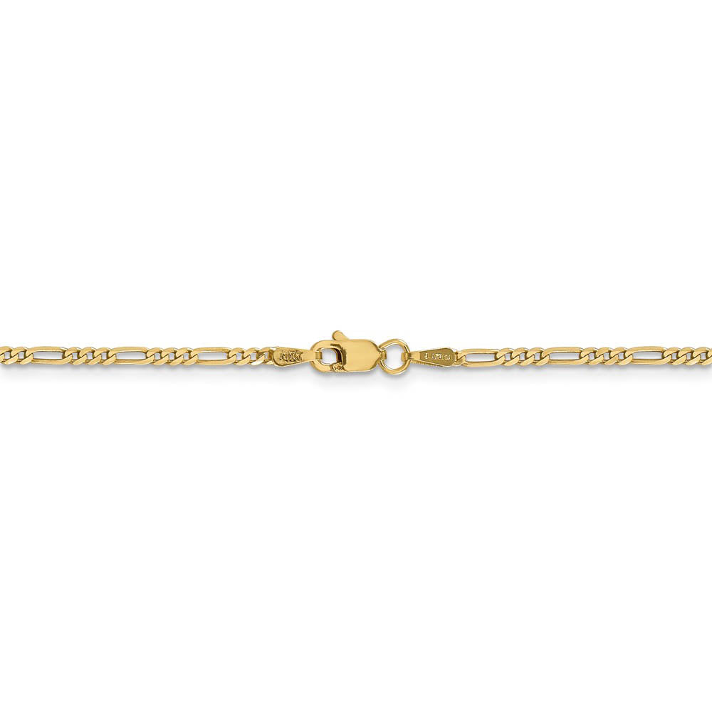 Alternate view of the 1.8mm 14k Yellow Gold Flat Figaro Chain Necklace by The Black Bow Jewelry Co.