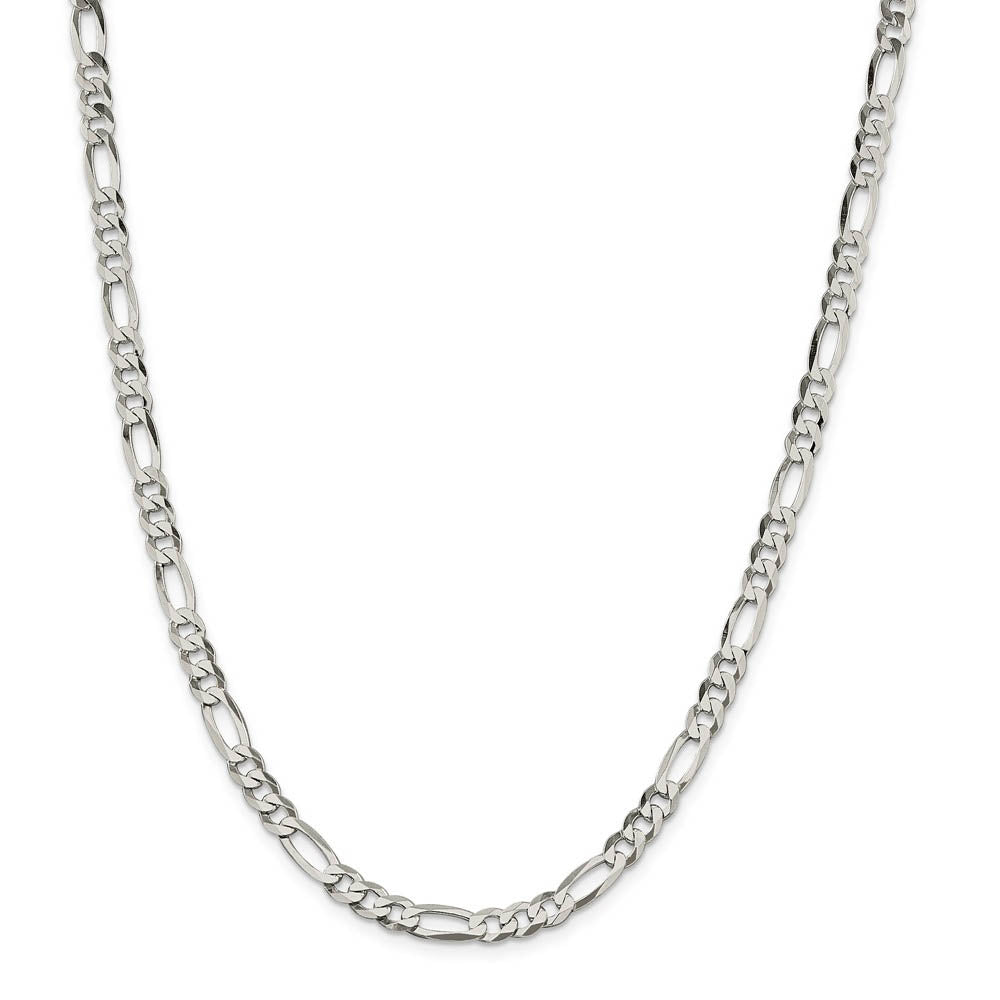 Alternate view of the 5.5mm Sterling Silver Flat Figaro Chain Necklace by The Black Bow Jewelry Co.
