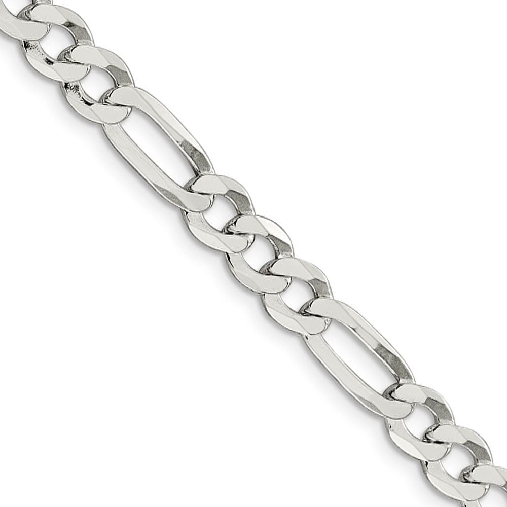 Men&#39;s 7mm Sterling Silver Solid Flat Figaro Chain Necklace, Item C9628 by The Black Bow Jewelry Co.