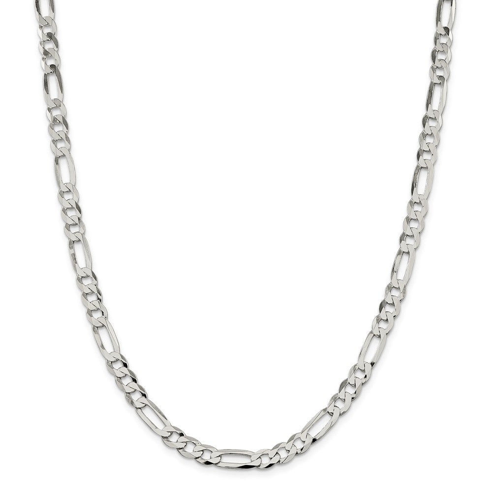 Alternate view of the Men&#39;s 7mm Sterling Silver Solid Flat Figaro Chain Necklace by The Black Bow Jewelry Co.