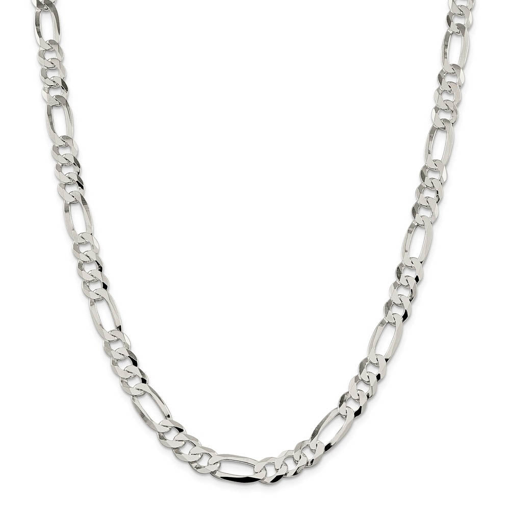 Alternate view of the Men's 8.5mm Sterling Silver Flat Figaro Chain Necklace by The Black Bow Jewelry Co.