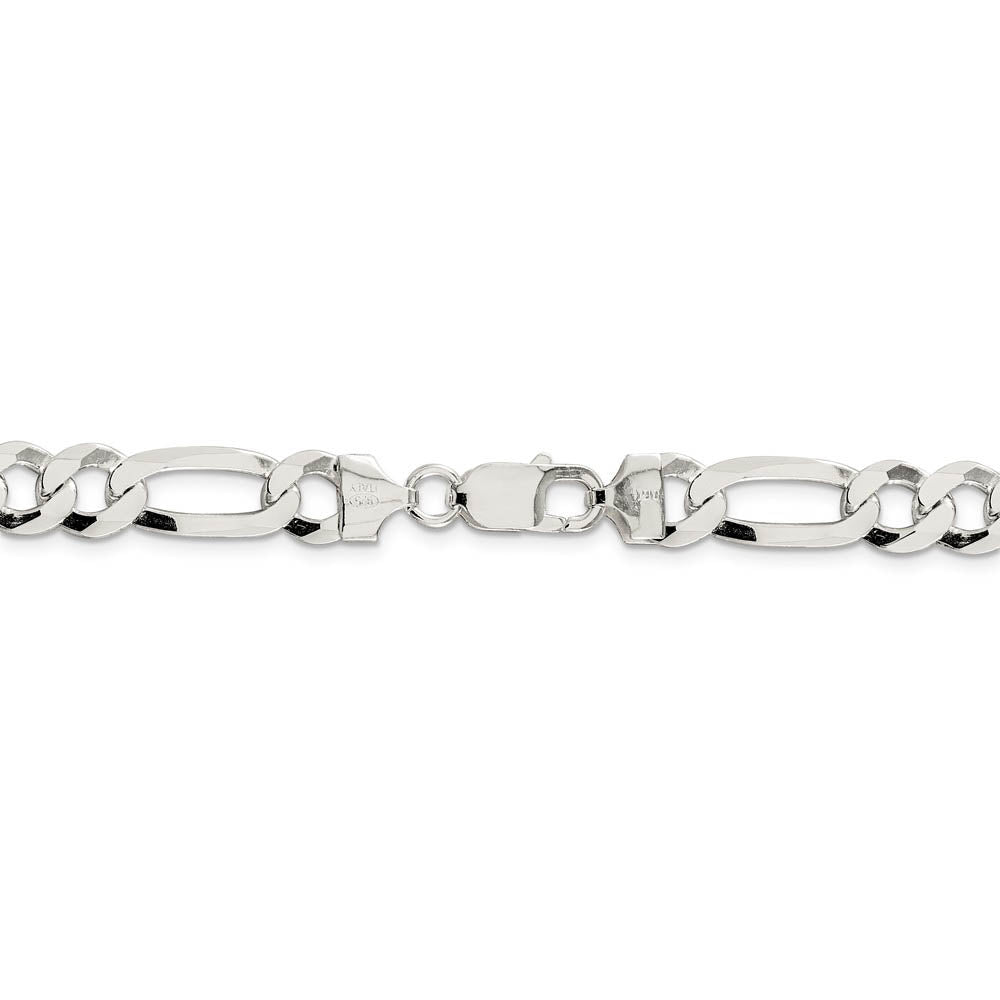 Alternate view of the Men's 8.5mm Sterling Silver Flat Figaro Chain Necklace by The Black Bow Jewelry Co.