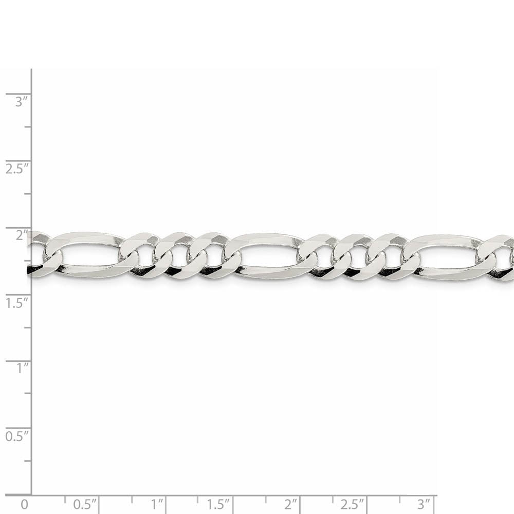 Alternate view of the Men's 8.5mm Sterling Silver Flat Figaro Chain Necklace by The Black Bow Jewelry Co.