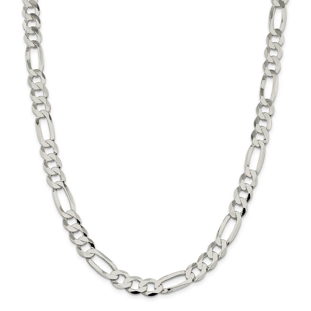 Alternate view of the Men's 9.5mm Sterling Silver Flat Figaro Chain Necklace by The Black Bow Jewelry Co.